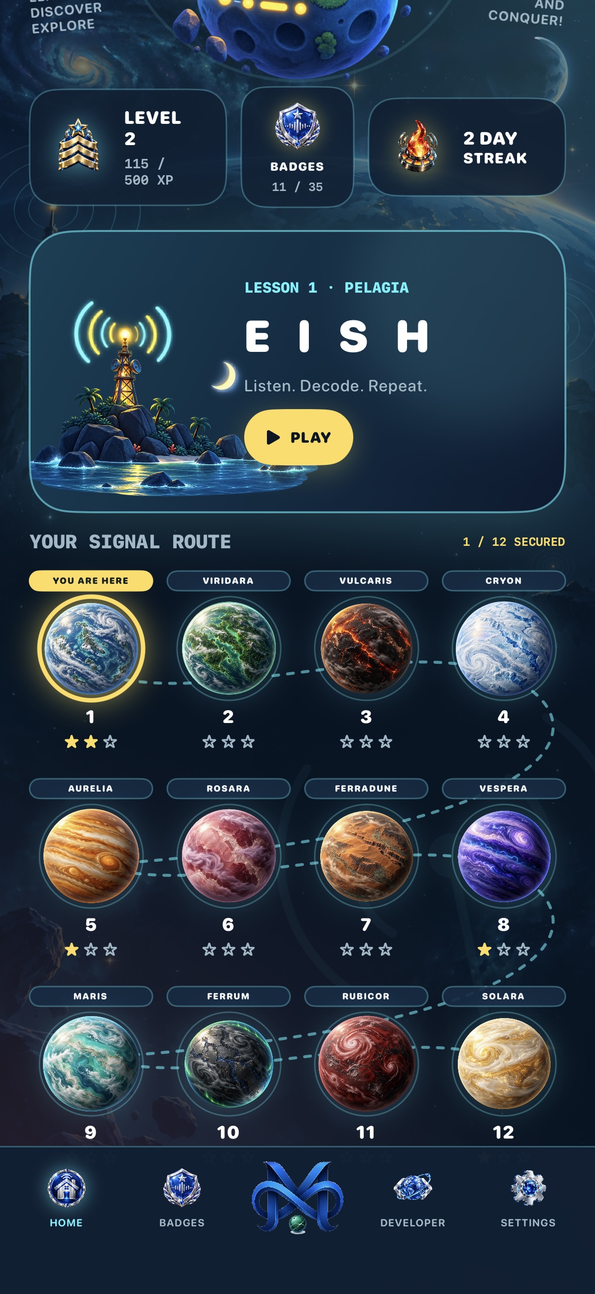 Morse Code Teacher planets