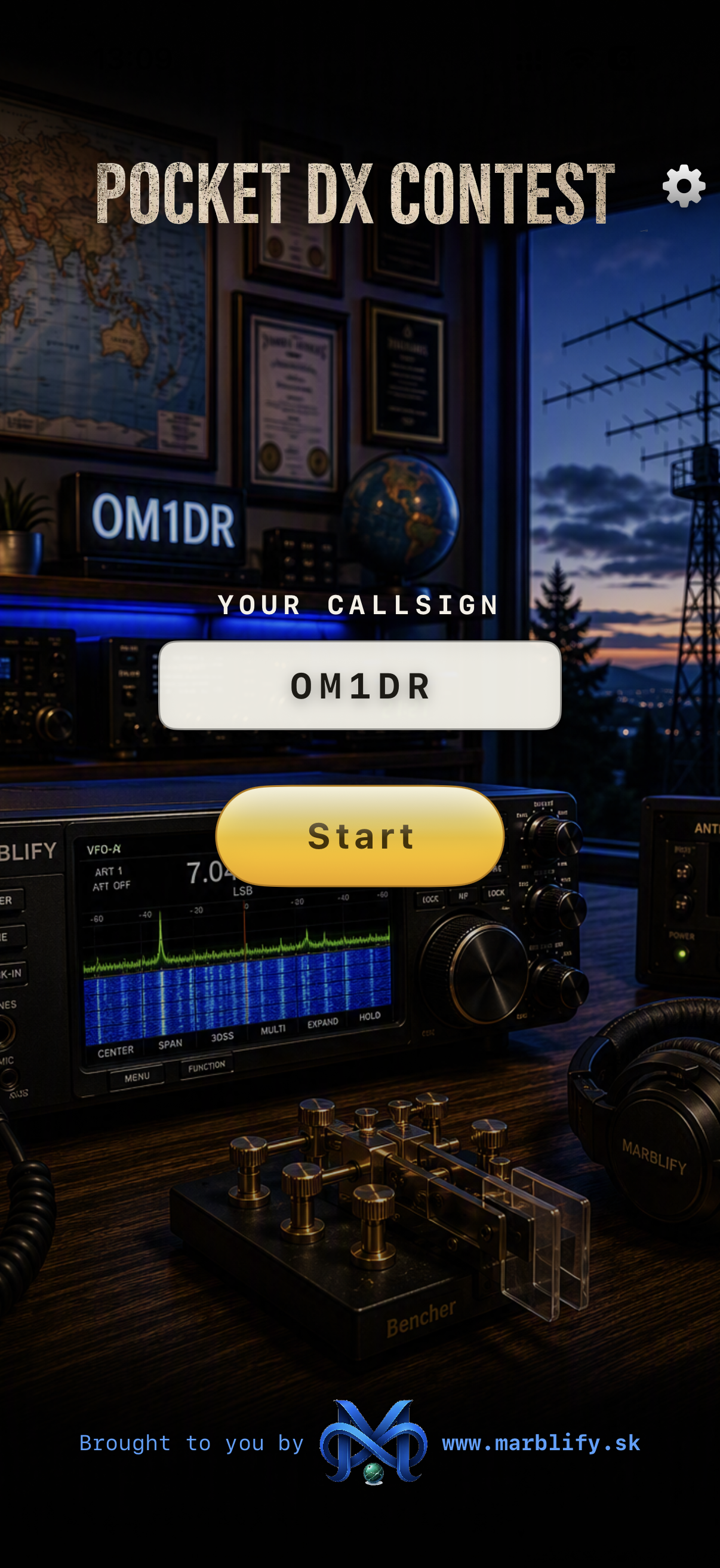 Pocket DX Contest callsign screen